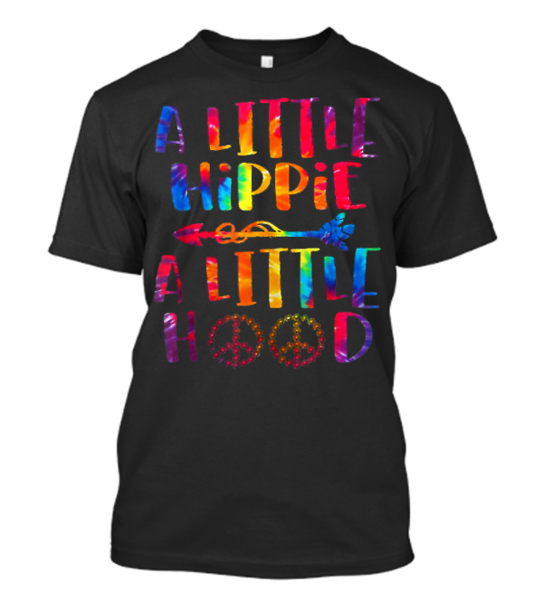 A Little Hippie A Little Hood Peace Sign Tie-Dye Arrow T-Shirt