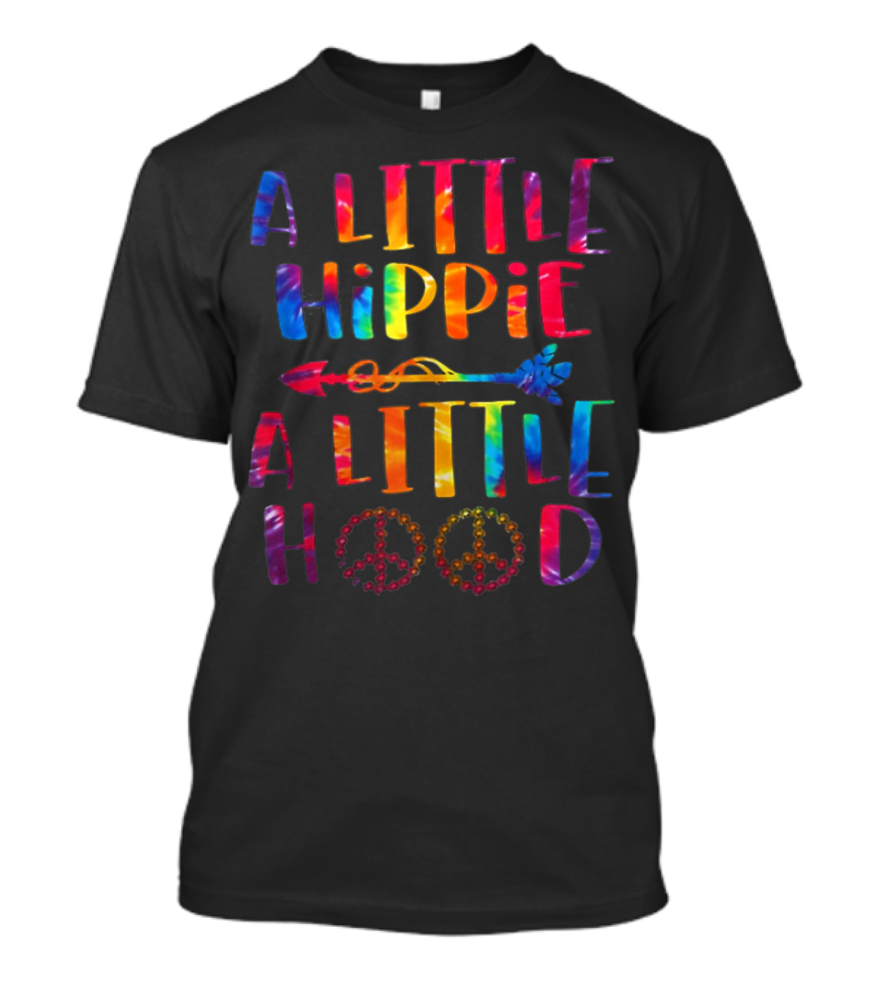 A Little Hippie A Little Hood Colorful Tie-Dye Peace Arrow T-Shirt