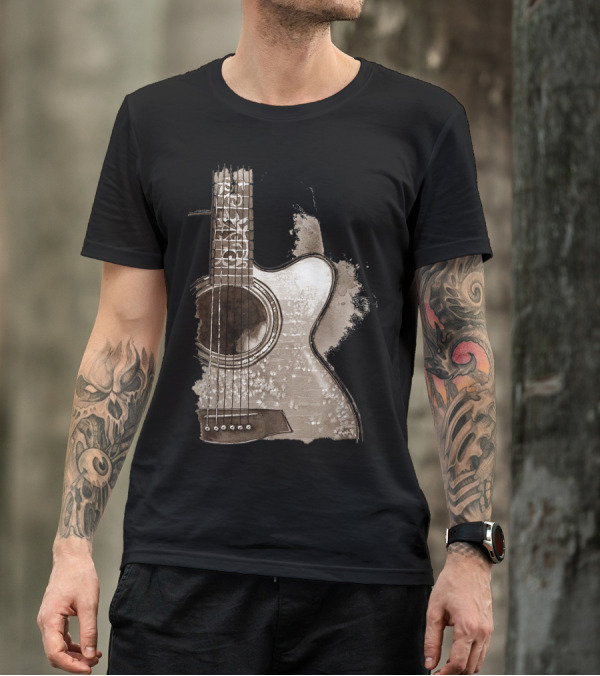 Acoustic Guitar Musician Player Lx Watercolor T-Shirt