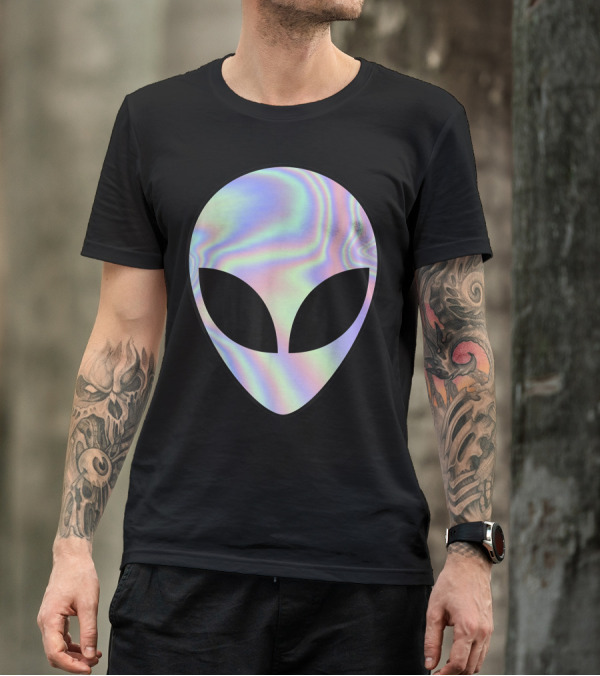 Colorful Alien Head Rave Believe UFO T-Shirt
