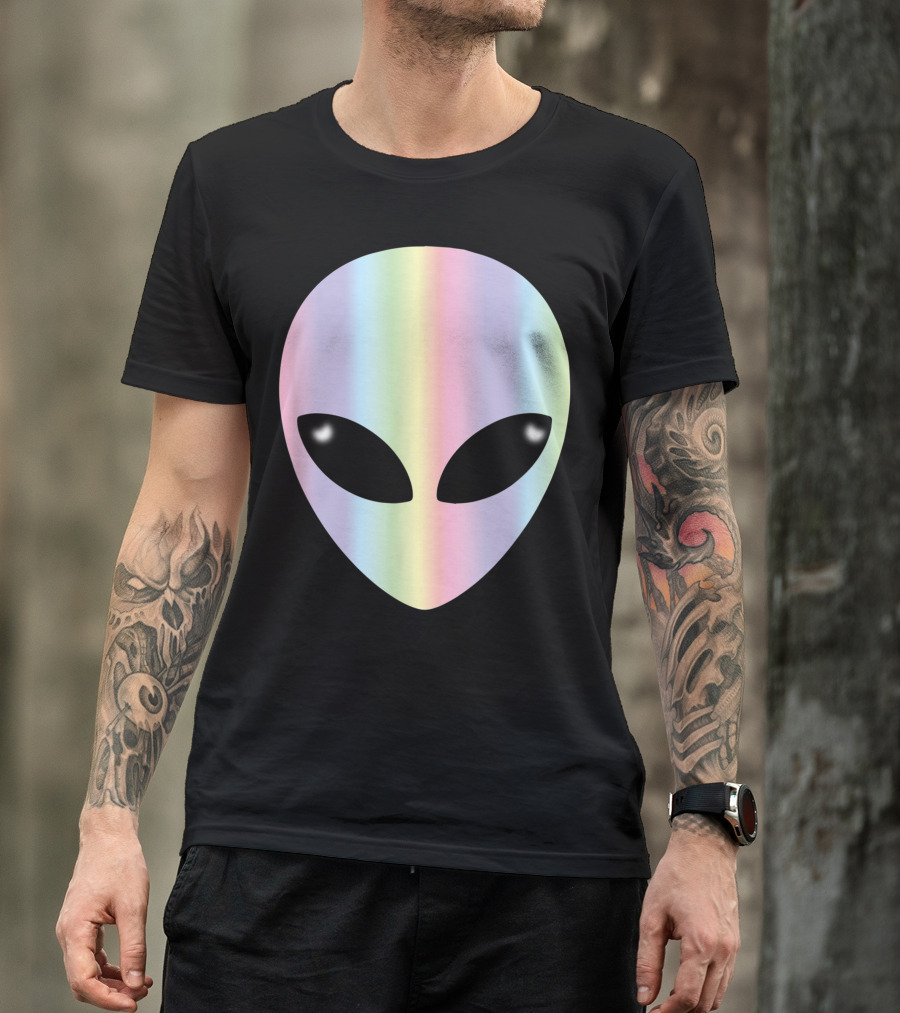 Colorful Alien Head Rainbow Alien T-Shirt