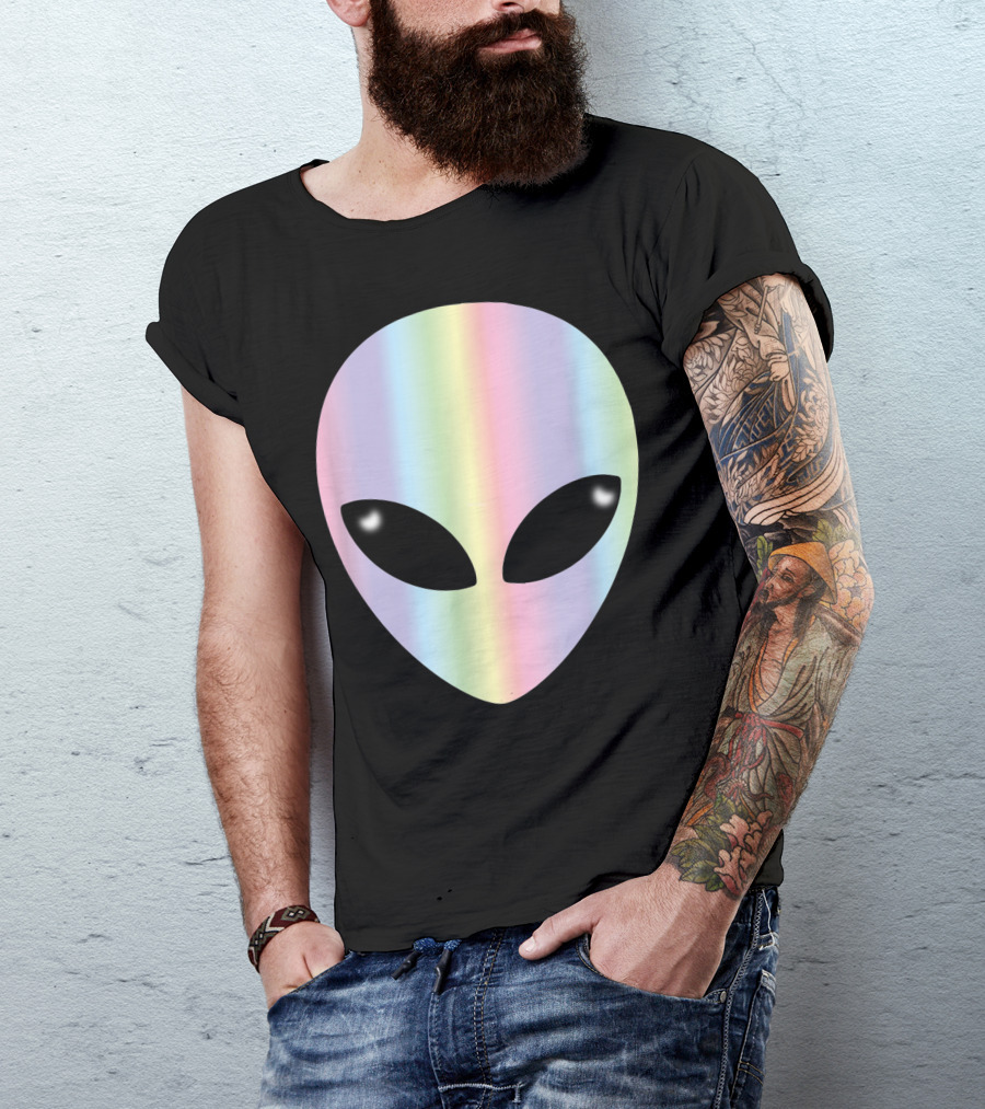 Colorful Alien Head Rainbow Alien T-Shirt