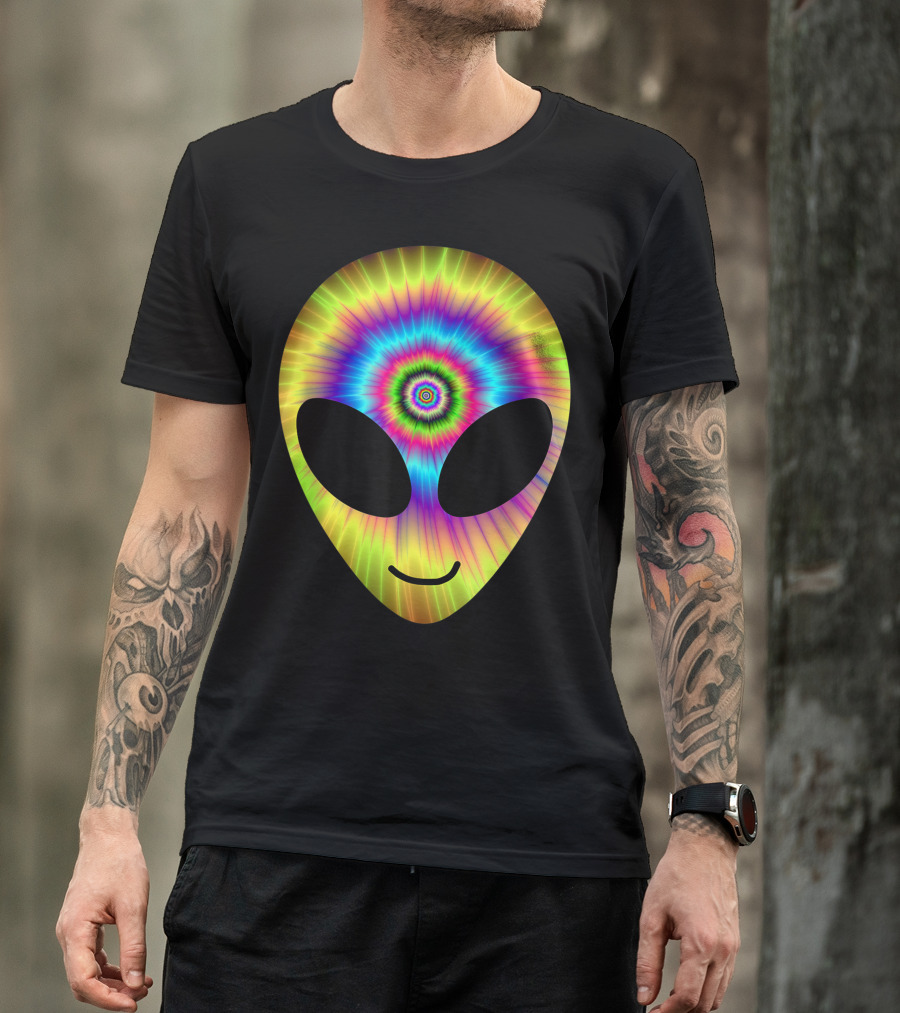 Alien Tie Dye Psychedelic 90s Head T-Shirt