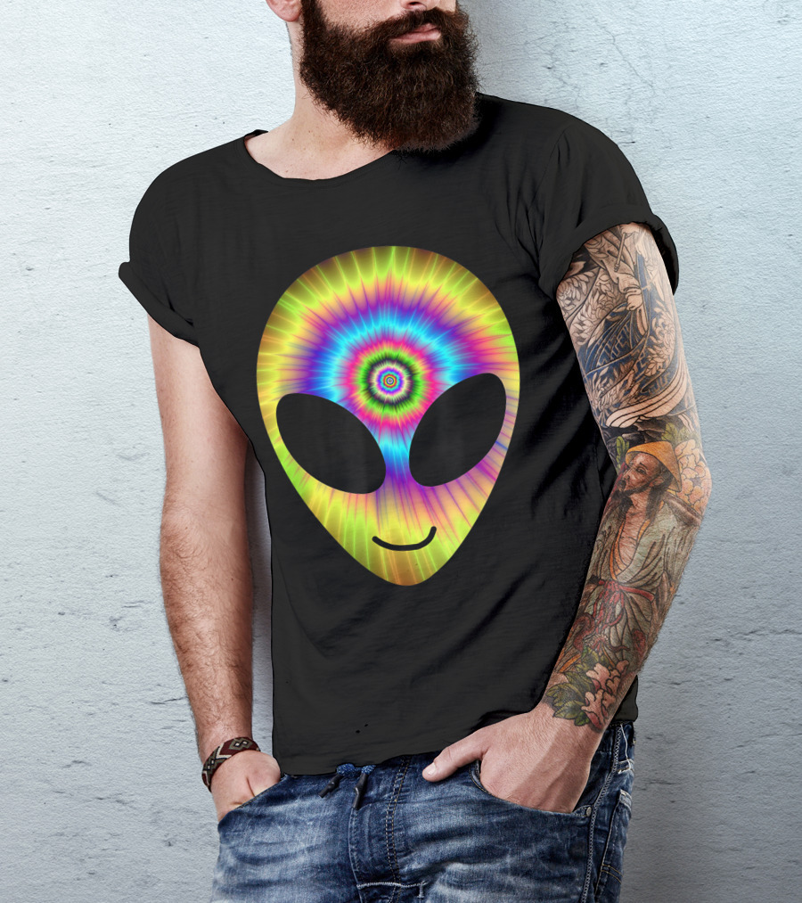 Alien Tie Dye Psychedelic 90s Head T-Shirt