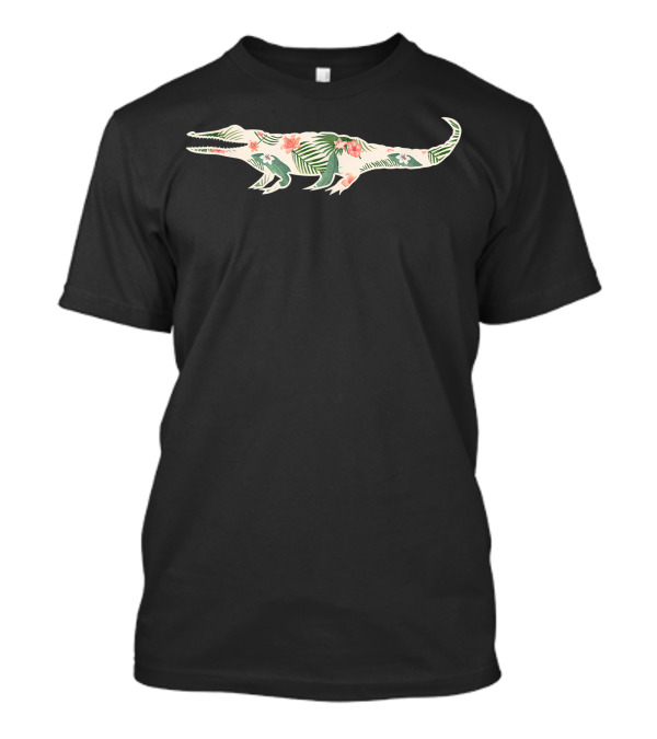 Alligator Floral Print Hawaiian Pattern Women T-Shirt