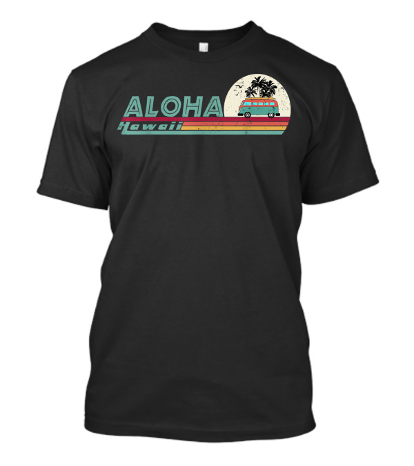 Aloha Hawaii Hippie Van With Palm Trees And Retro Beach Vibes T-Shirt