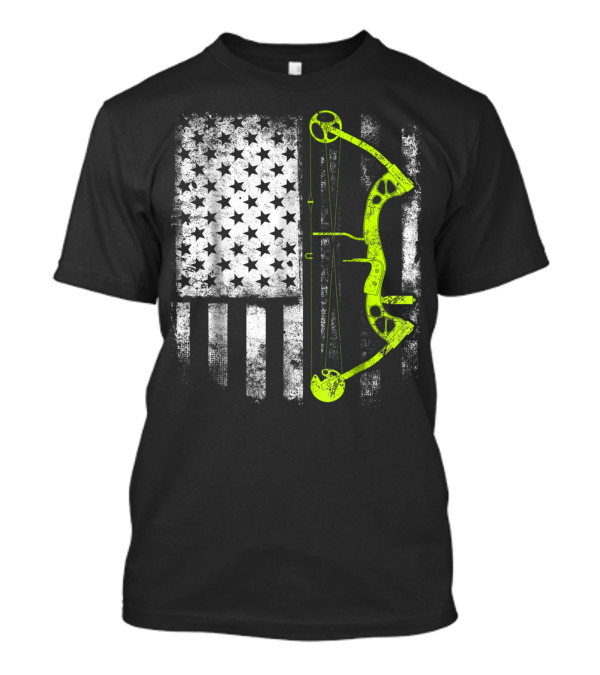 Archery Compound Bow Grunge US Flag T-Shirt