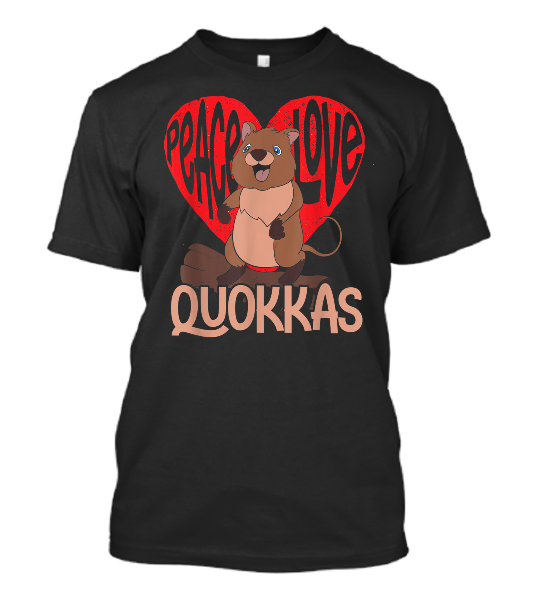 Peace Love Quokkas Heart Aussie Hippie Australian Animal T-Shirt