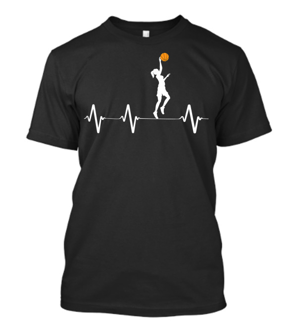 Basketball Heartbeat Gifs And Girls Player Silhouette Dunking Ball T-Shirt