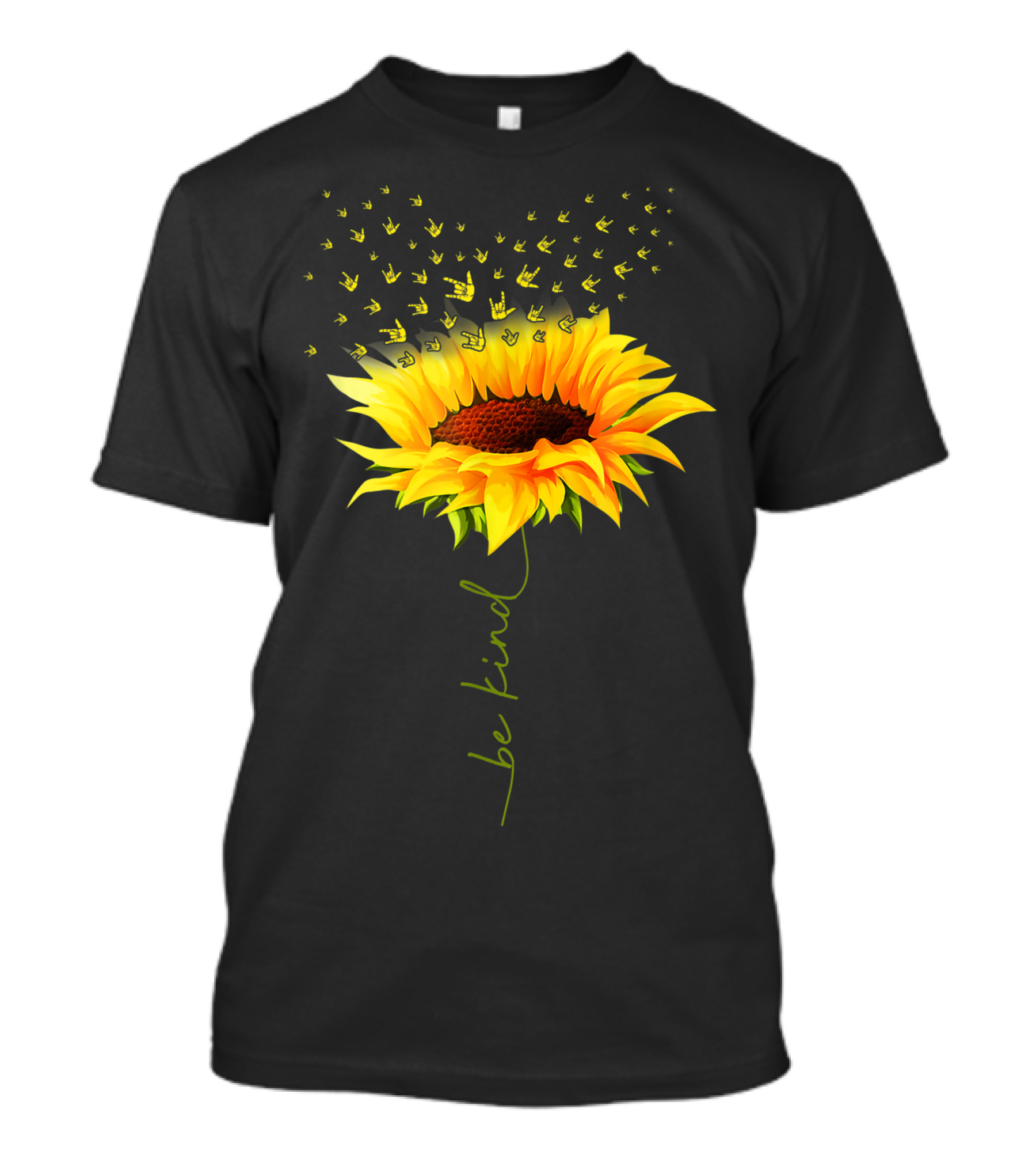 Be Kind Sunflower I Love You ASL Sign Language Hippie T-Shirt