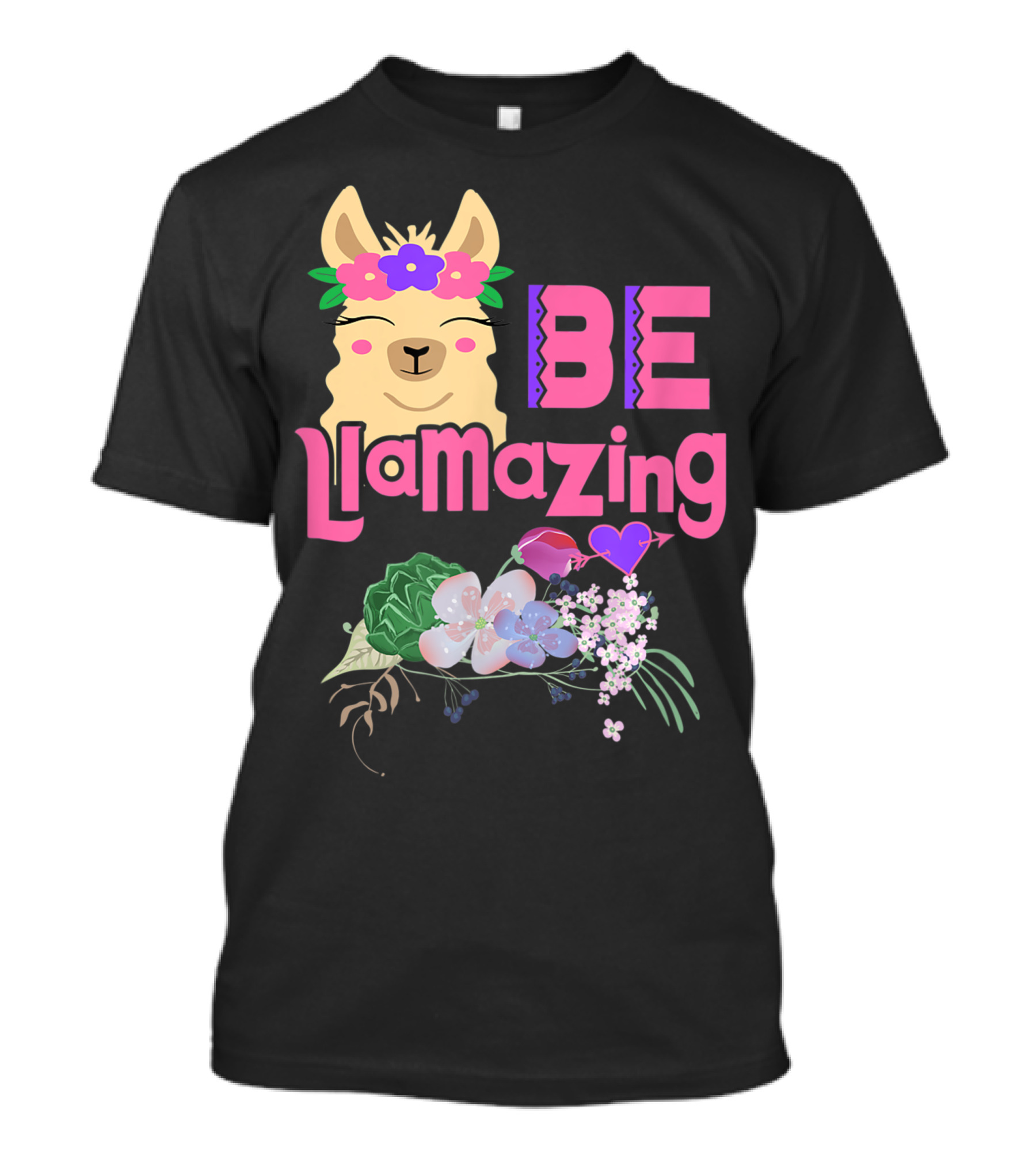 Be Llamazing Llama Hippie Flower Lover T-Shirt