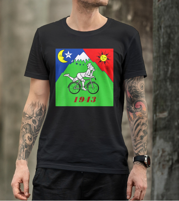Bicycle Day 1943 LSD Scientist Creator Acid Moon Sun Mountain Stars T-Shirt