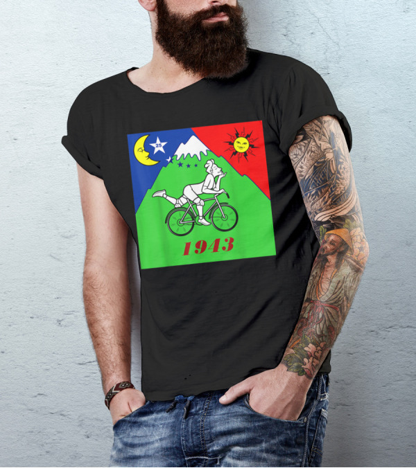 Bicycle Day 1943 LSD Scientist Creator Acid Moon Sun Mountain Stars T-Shirt