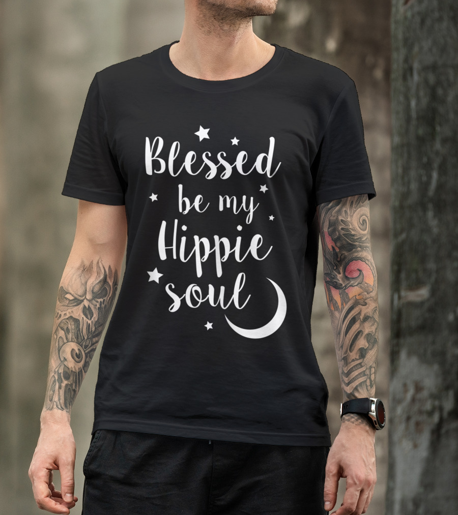 Blessed Be My Hippie Soul With Stars And Moon T-Shirt