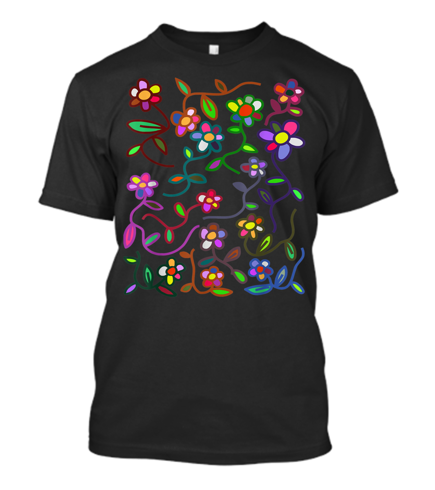 Boho Clothes Bohemian Clothing Floral Print Gypsy Hippie Vivid Multicolor Flowers T-Shirt