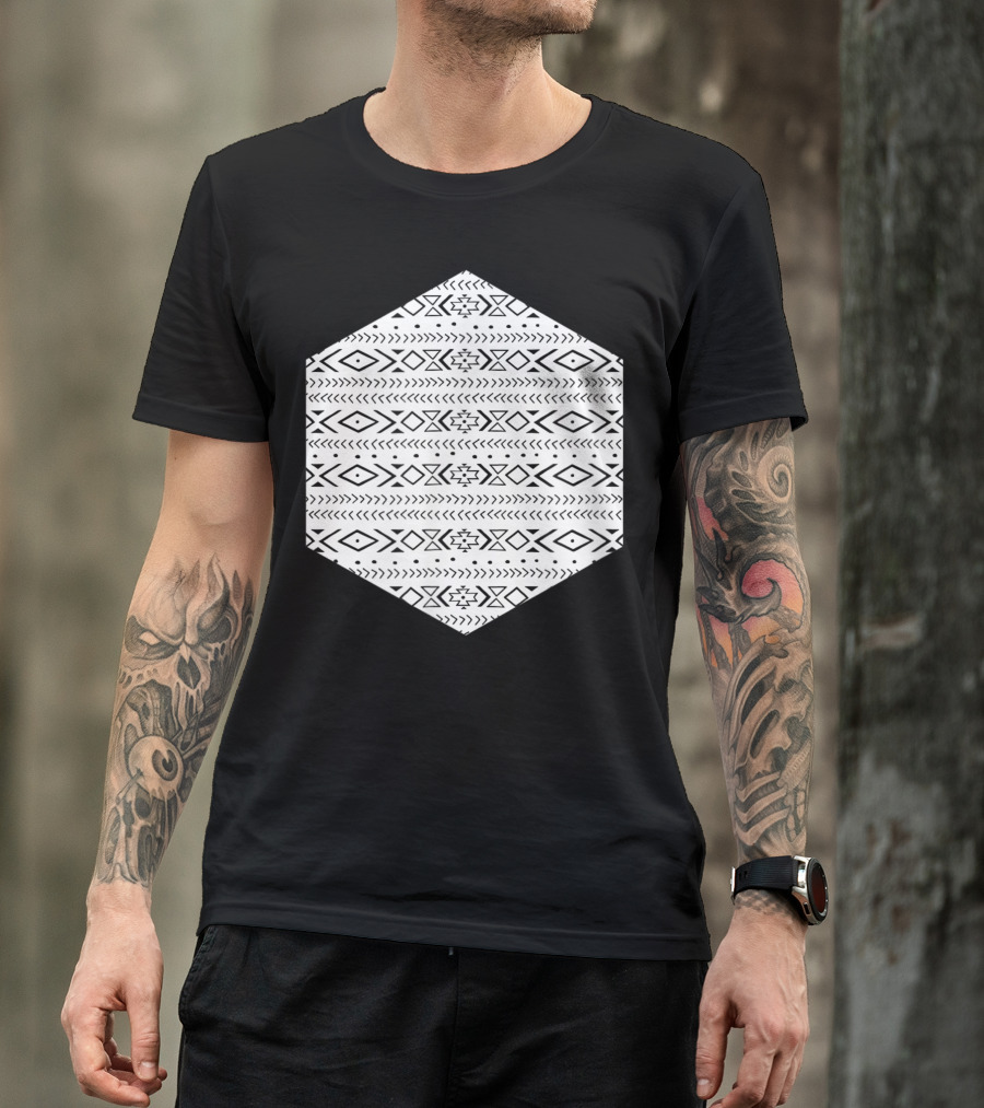 Boho Aztec Ethno Hexagon Geometry Hipster Pattern Fg T-Shirt