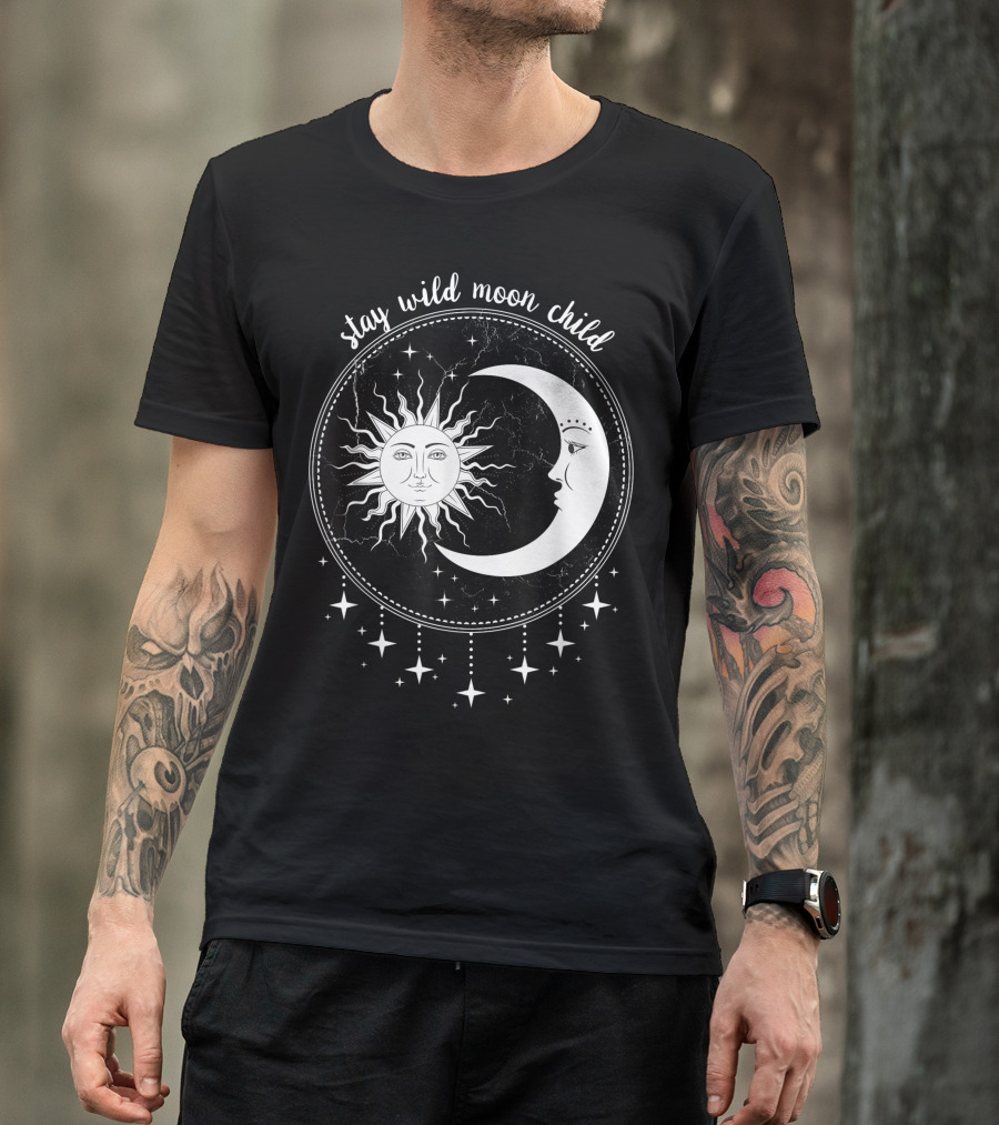 Stay Wild Moon Child Boho Sun And Moon Astrology Indie T-Shirt
