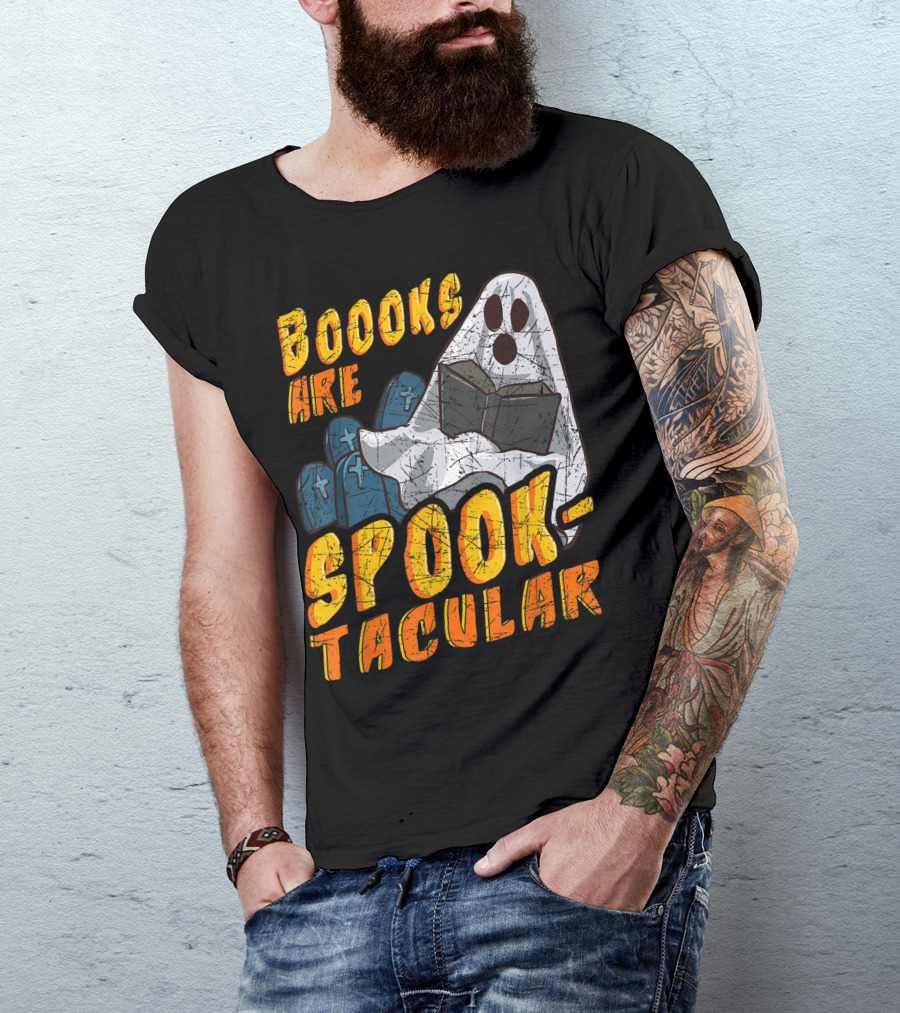 Boooks Are Spooktacular Halloween Ghost Book Lover T-Shirt