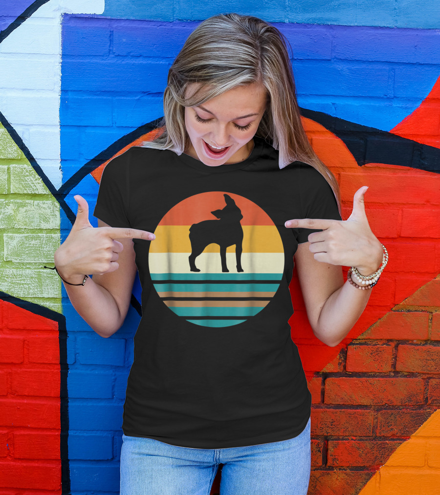 Boston Terrier Vintage Dog Retro Stripes Zz T-Shirt