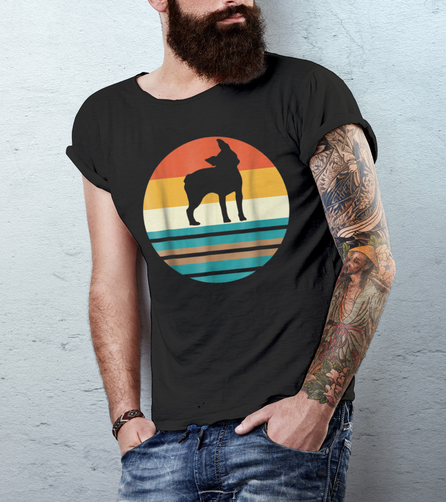 Boston Terrier Vintage Dog Retro Stripes Zz T-Shirt