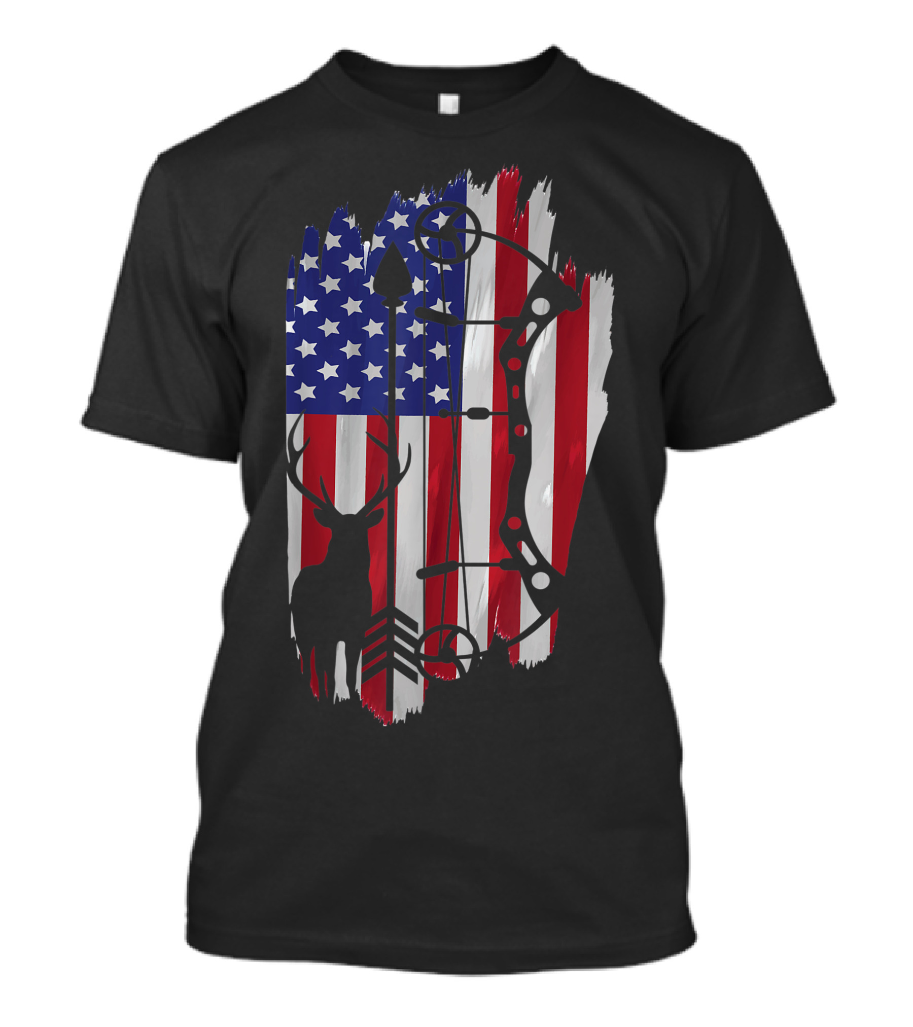 Bow Hunting American Flag Bow Arrow Deer Patriot USA T-Shirt