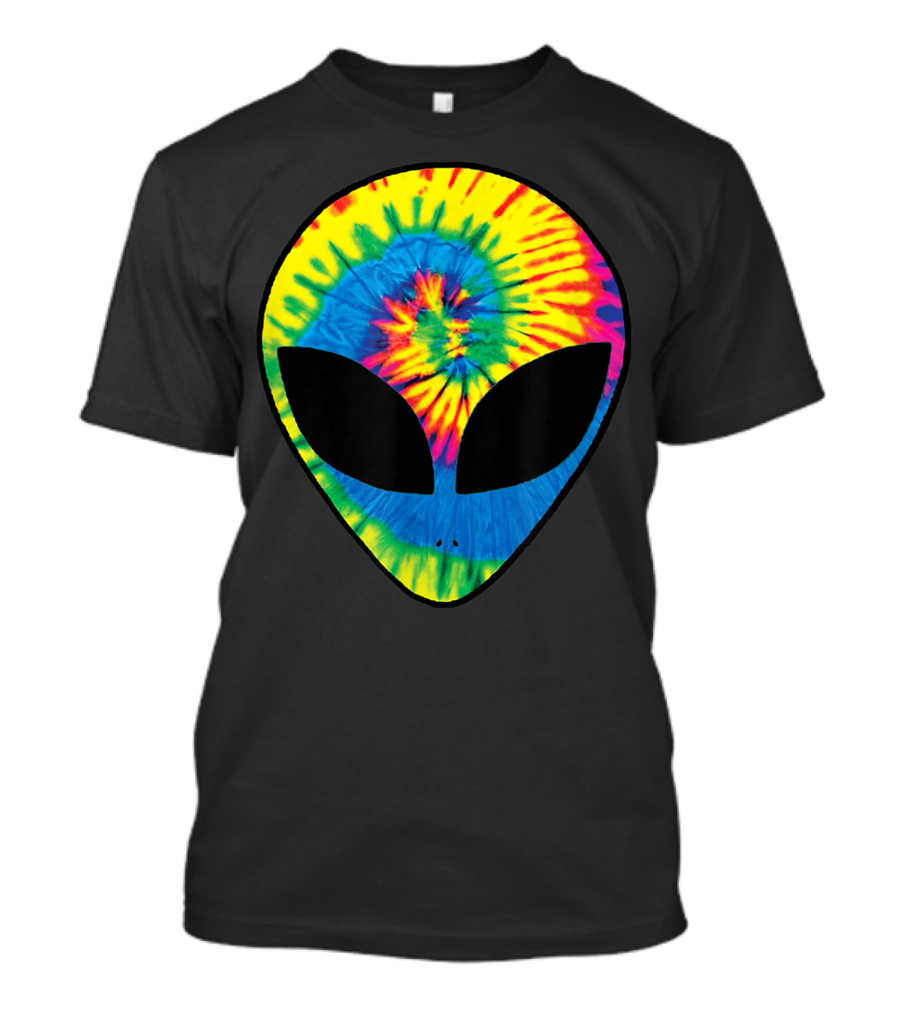 Bright Rainbow Tie Dye Alien Head Extraterrestrial Cool Tye Die T-Shirt