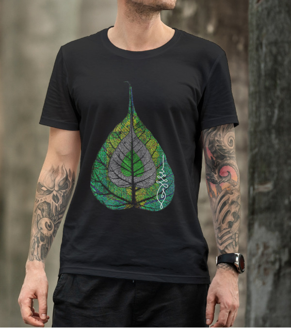Buddha Meditation Unalome On Colorful Bodhi Leaf T-Shirt