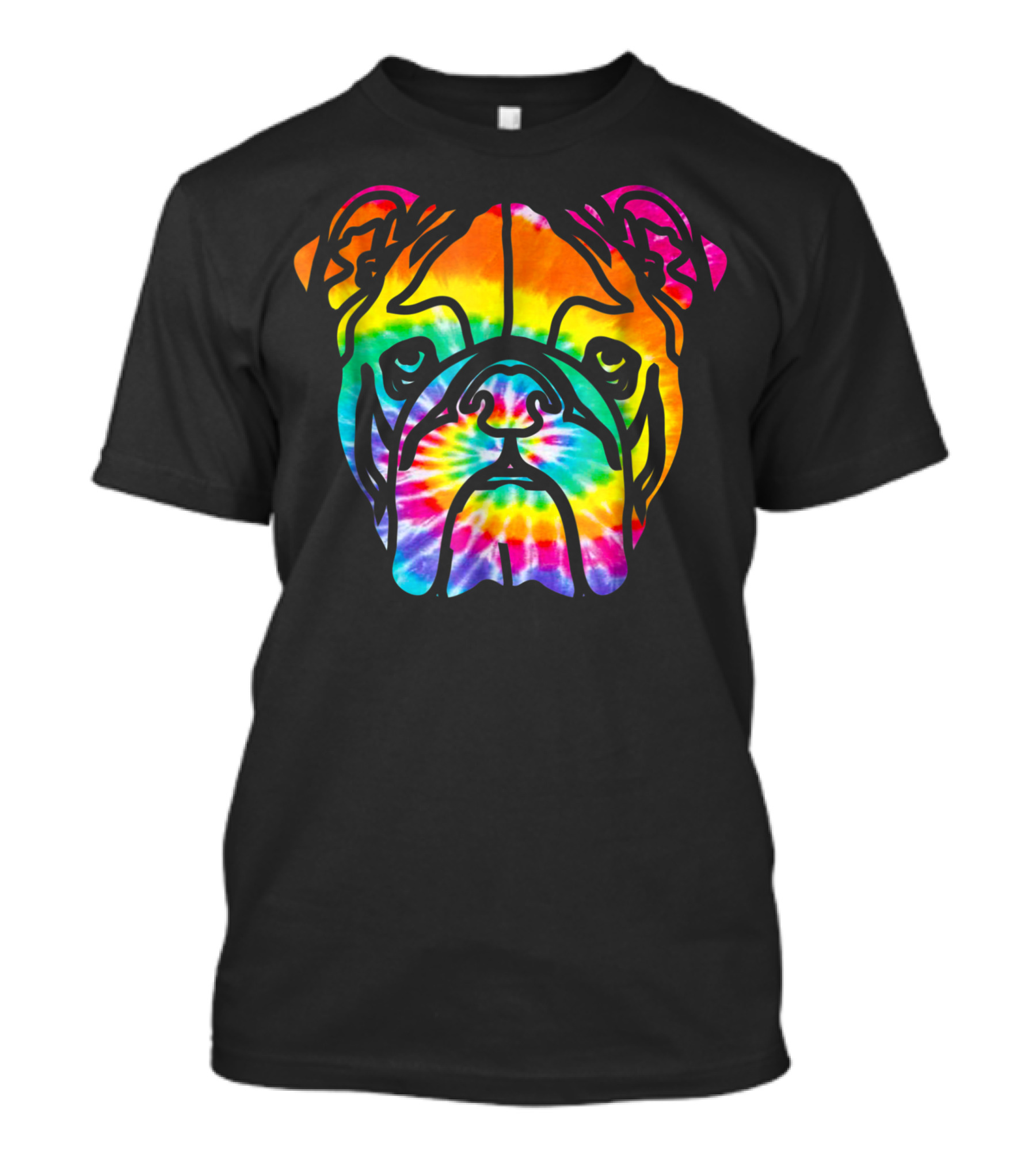 Bulldog Rainbow Hippie Trippy Tie Dye T-Shirt