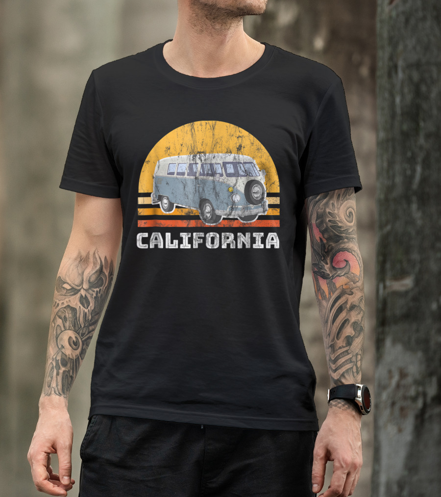 California Vintage Van Sunset Road Trip T-Shirt
