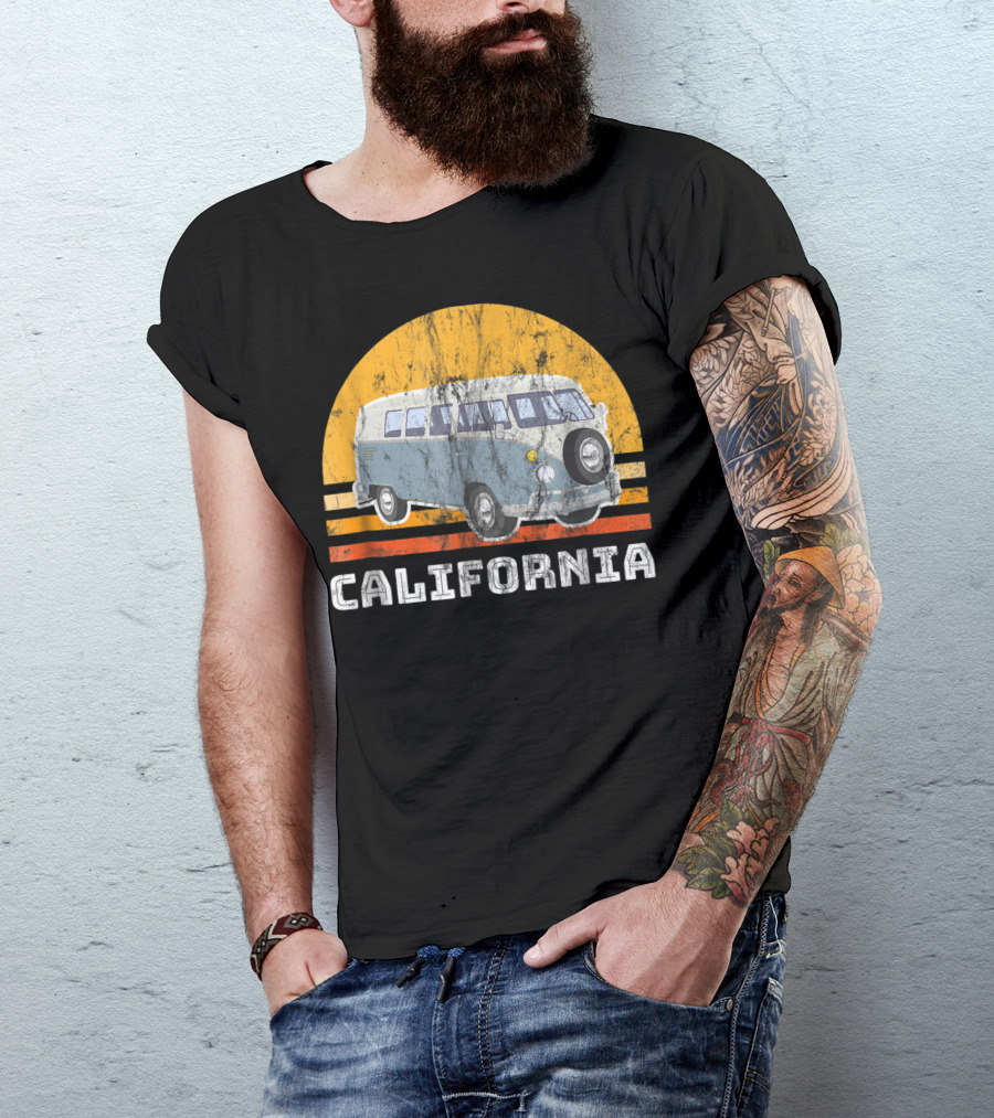 California Vintage Van Sunset Road Trip T-Shirt