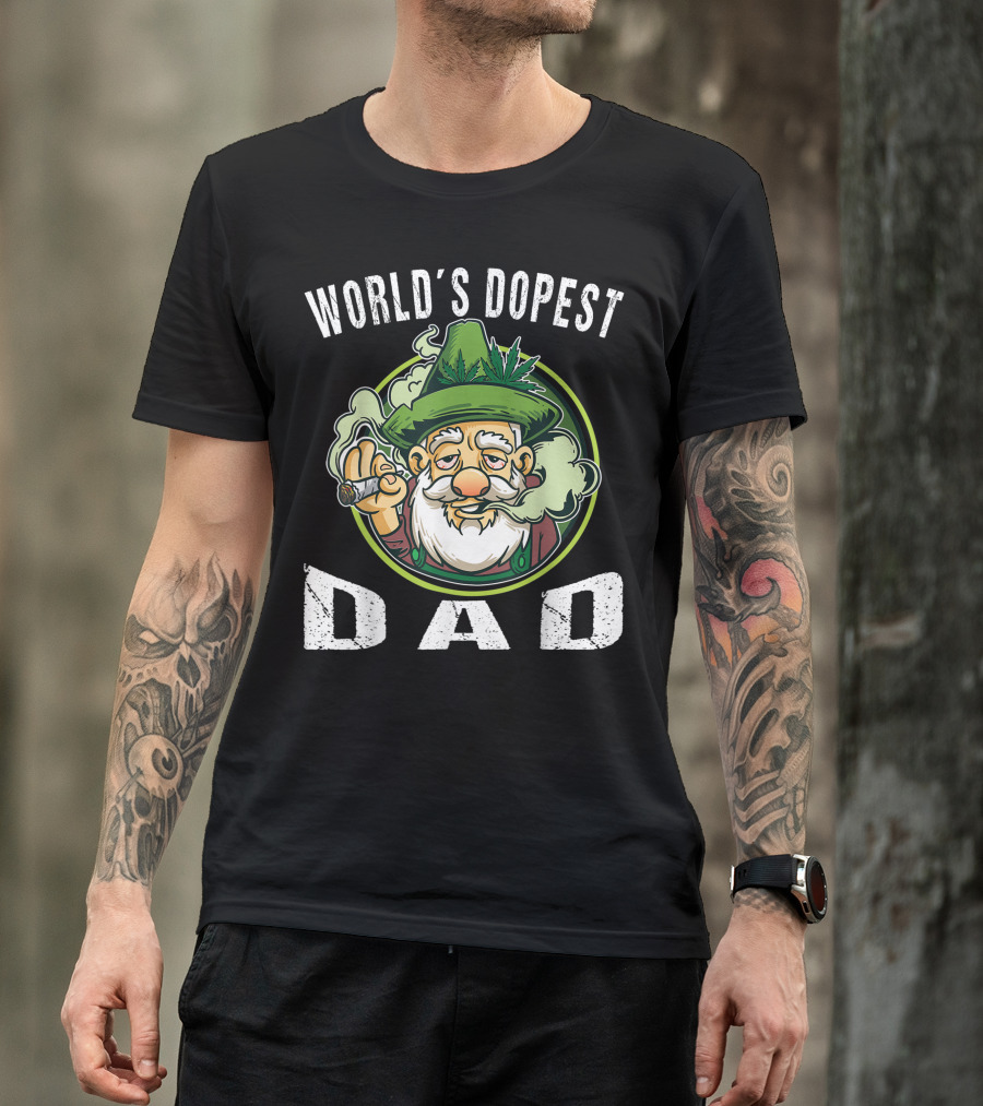 World's Dopest Dad Cannabis Farmer With Hemp Leaf T-Shirt