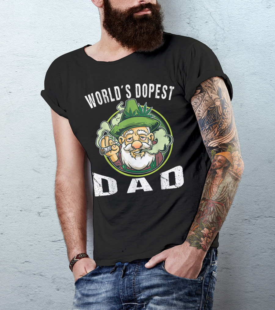 World's Dopest Dad Cannabis Farmer With Hemp Leaf T-Shirt