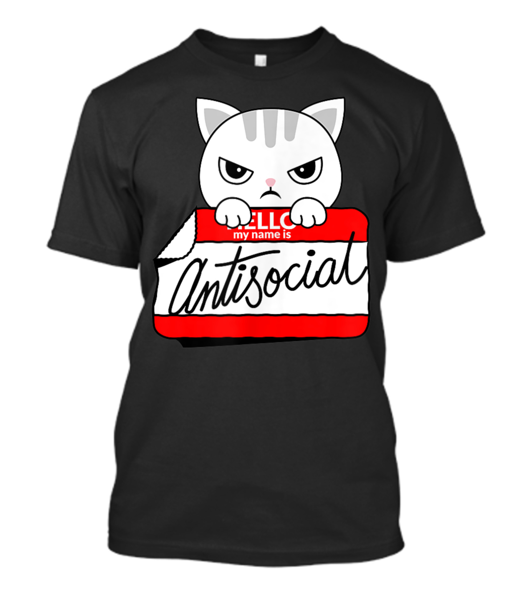 Hello My Name Is Antisocial Cat T-Shirt
