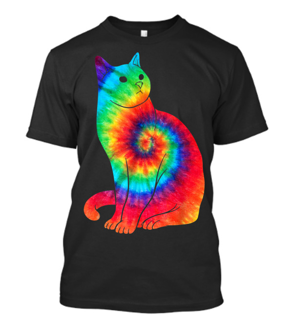Cat Ocean Tie Dye Rainbow Hippie Costume Hippy Psychedelic Spiral 8L T-Shirt