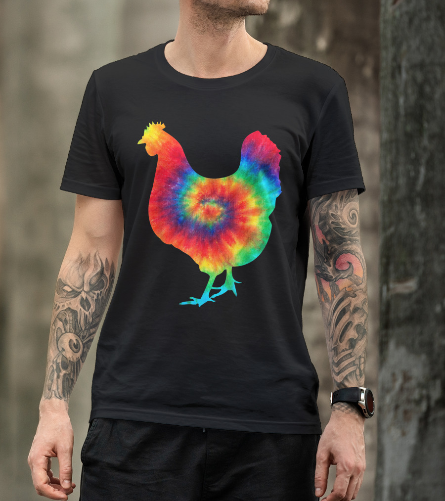 Chicken Farmer Tie Dye Rainbow Hippie Costume Hippy Psychedelic Poultry T-Shirt