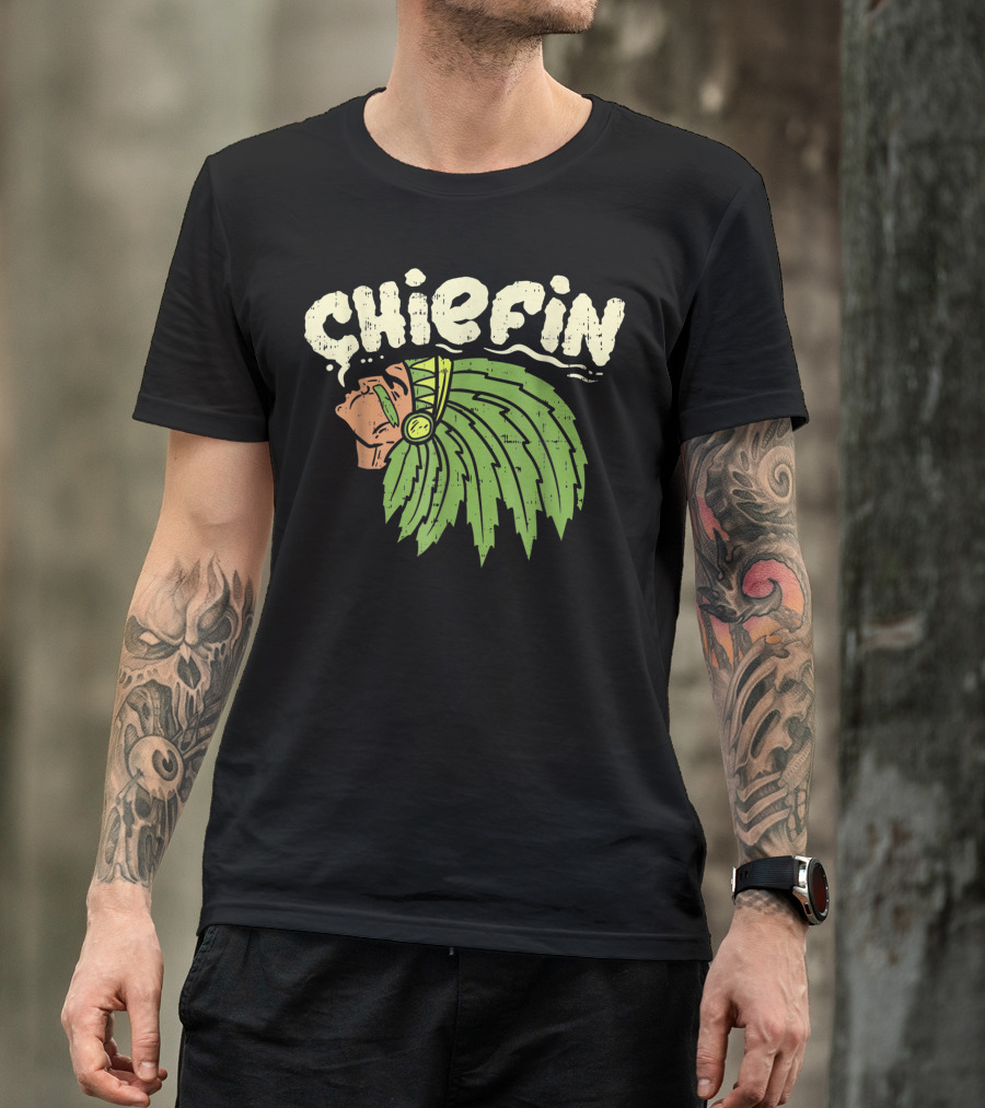 Chiefin Weed Cannabis Marijuana Native Headdress T-Shirt