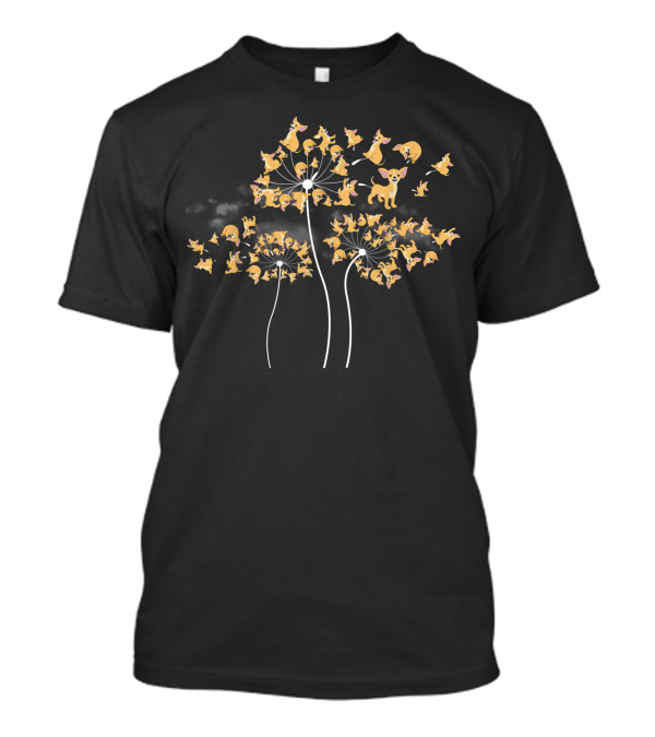 Chihuahua Dog Dandelion Flower Fly Chihuahua Floral T-Shirt