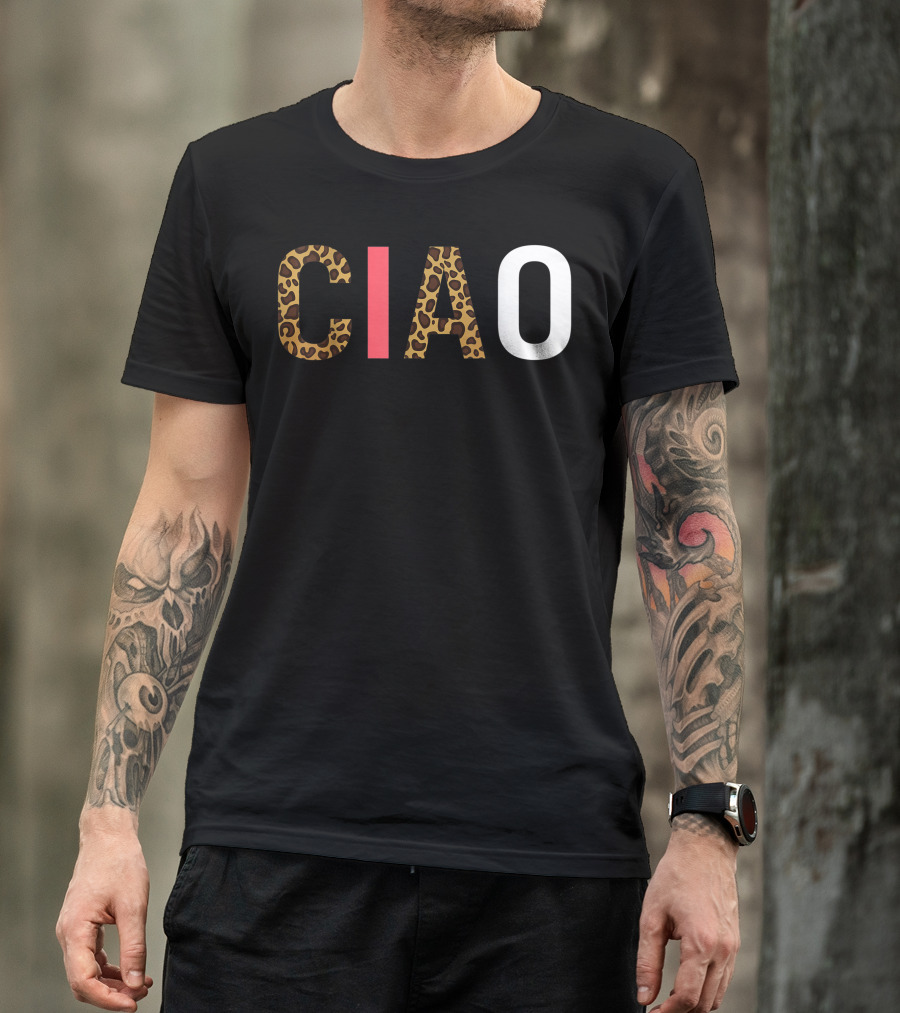 Ciao Italian Traveler Leopard Print Hello Goodbye Love T-Shirt