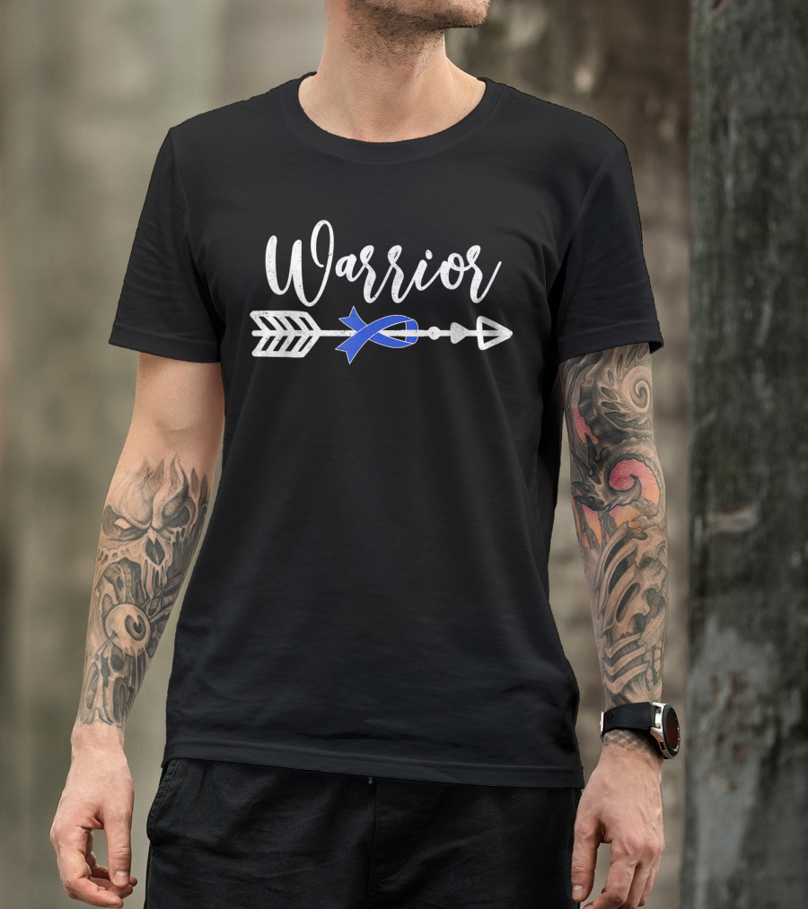 Warrior Arrow Blue Awareness Ribbon Colon Cancer Supporter Patient T-Shirt