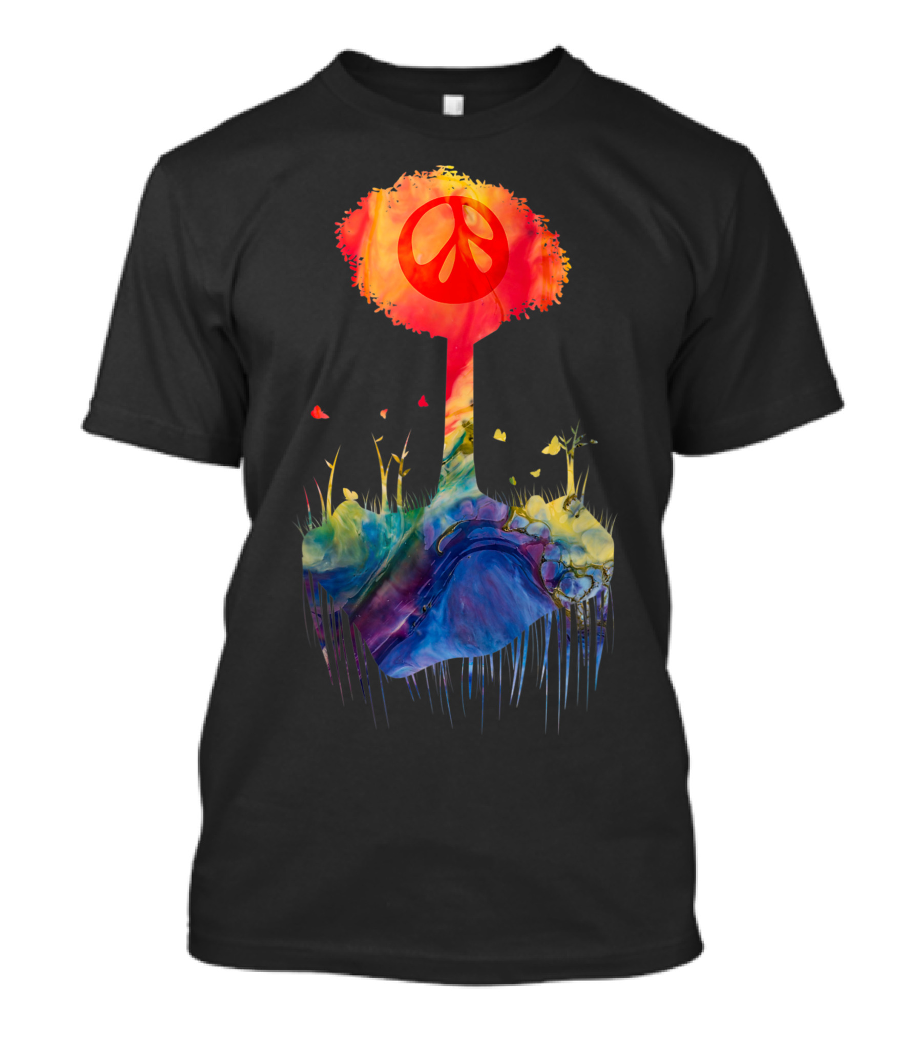 Colorful Love Peace Sign Hippie Tree Vibrant Symbol J9 T-Shirt