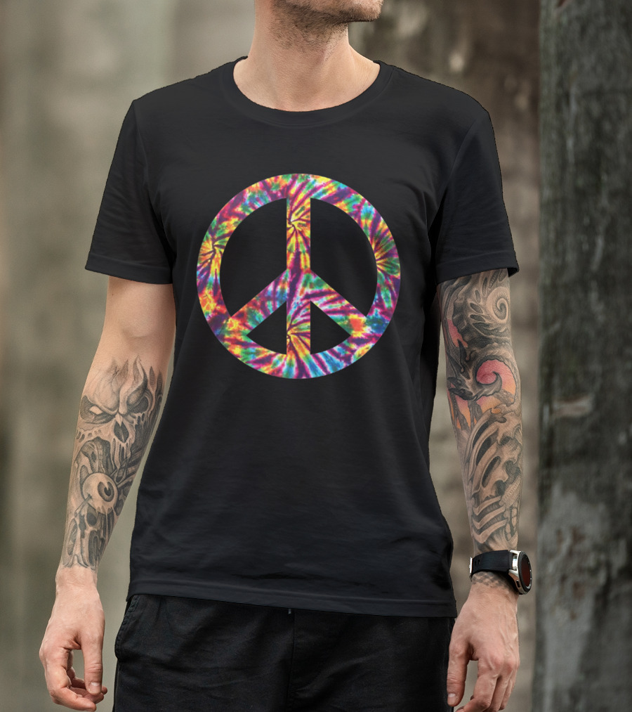 Cool Colorful Tie Dye Peace Sign T-Shirt