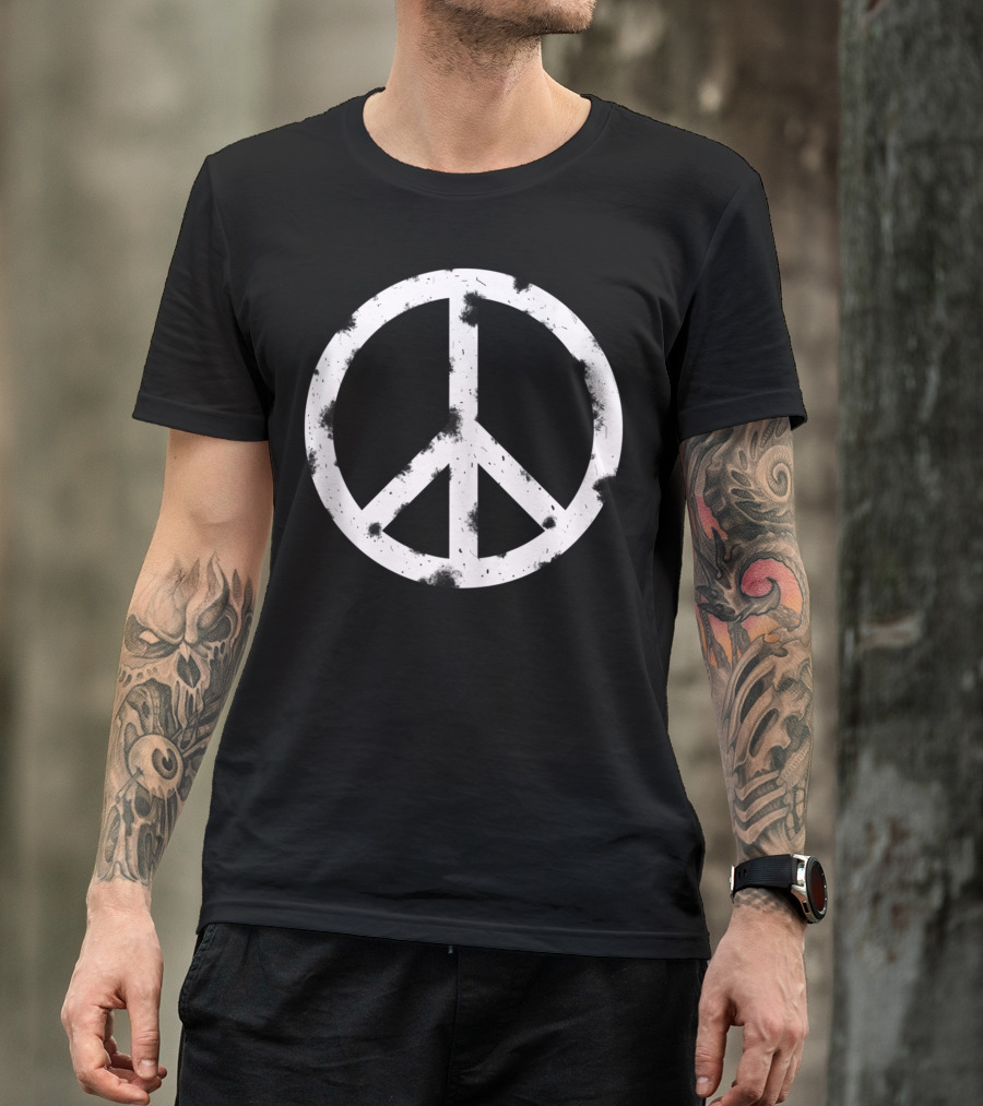 Cool Vintage Distressed Peace Sign Hippie Hippy T-Shirt