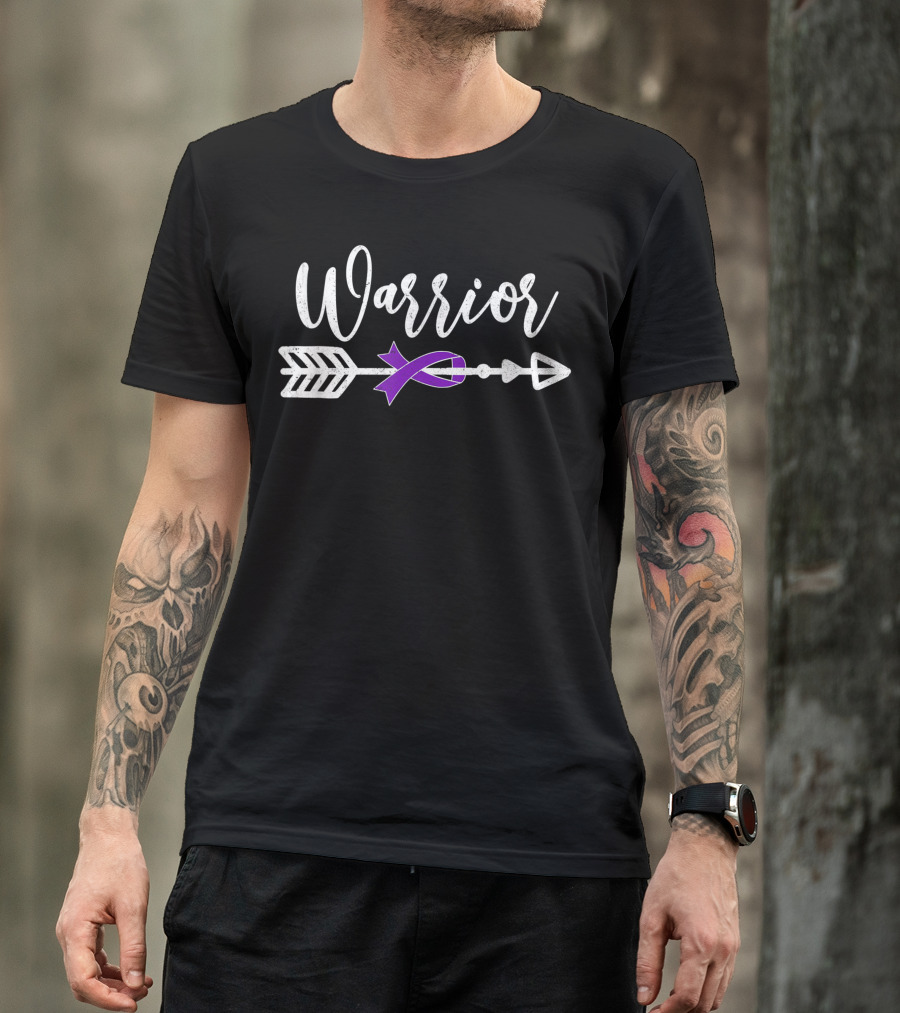 Warrior Arrow Purple Ribbon Crohns Disease Awareness Supporter T-Shirt