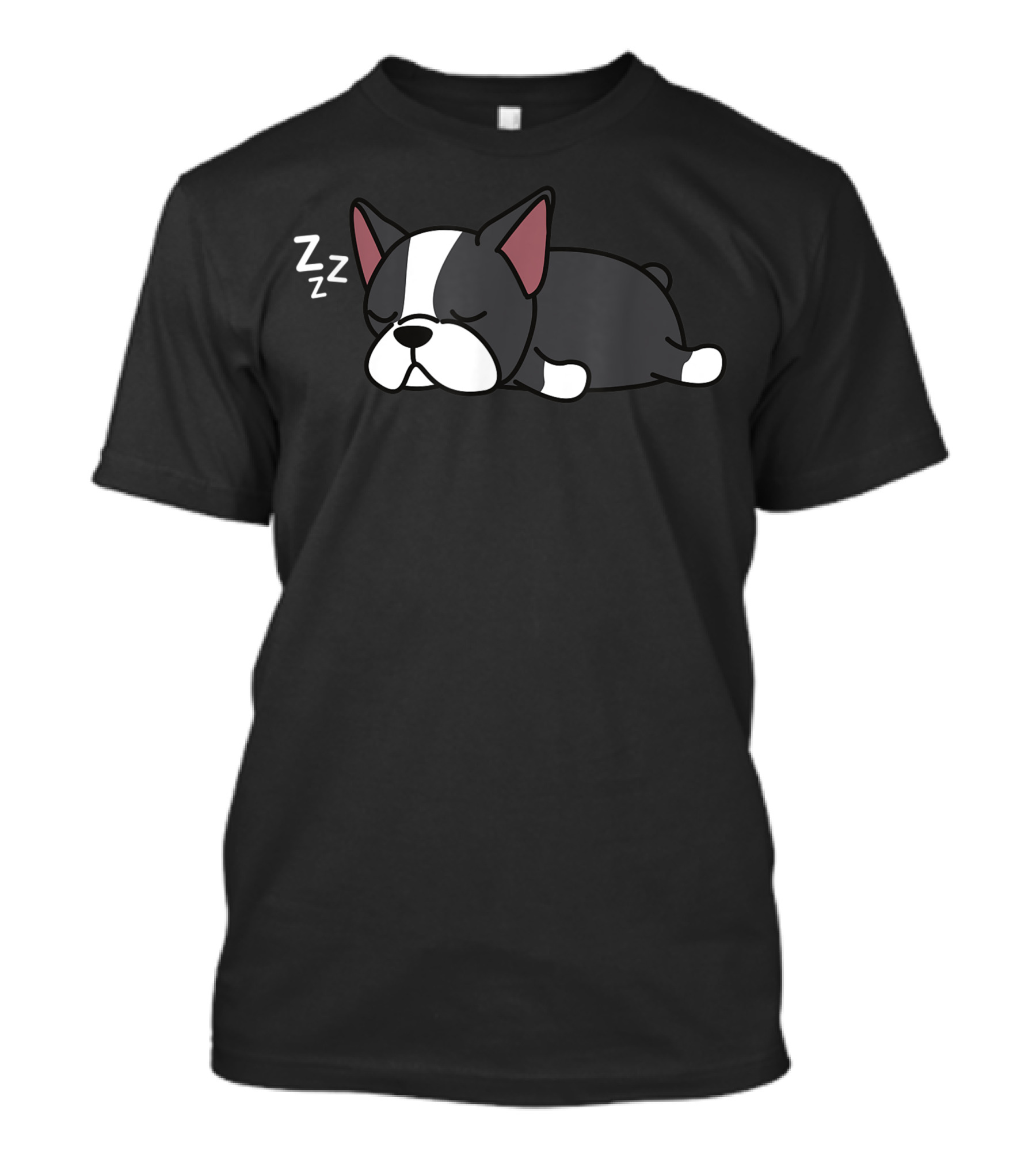 Cute Boston Terrier Bostie Puppy Mens Womens Dog Sleeping ZZZ T-Shirt