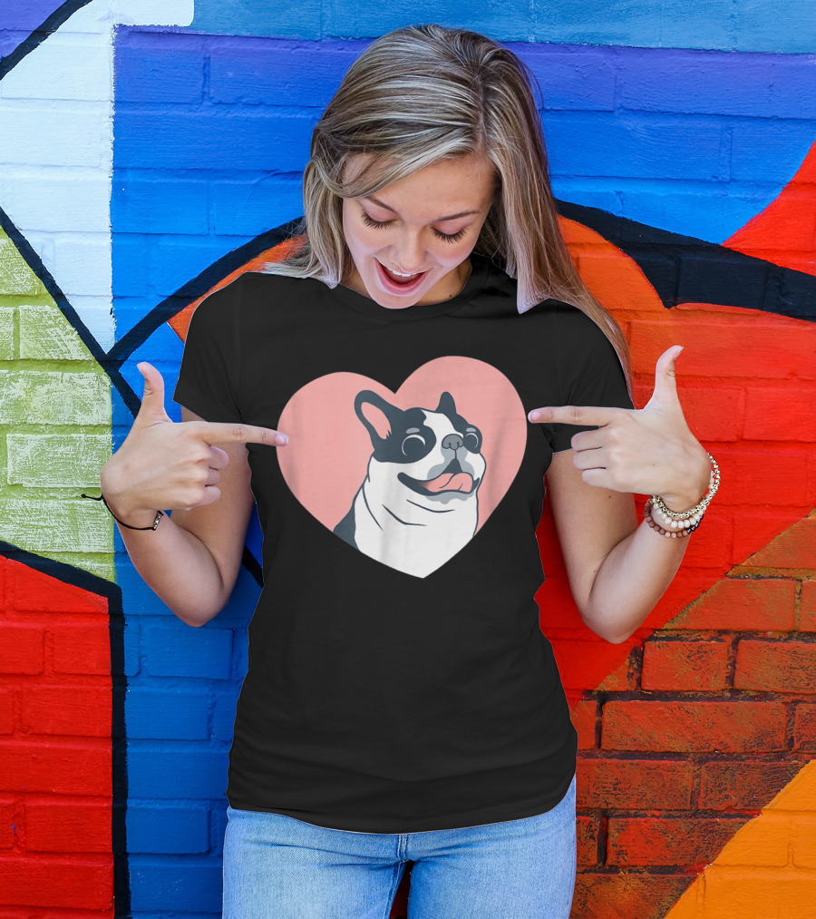 Cute Boston Terrier Dog Heart Love 0K T-Shirt