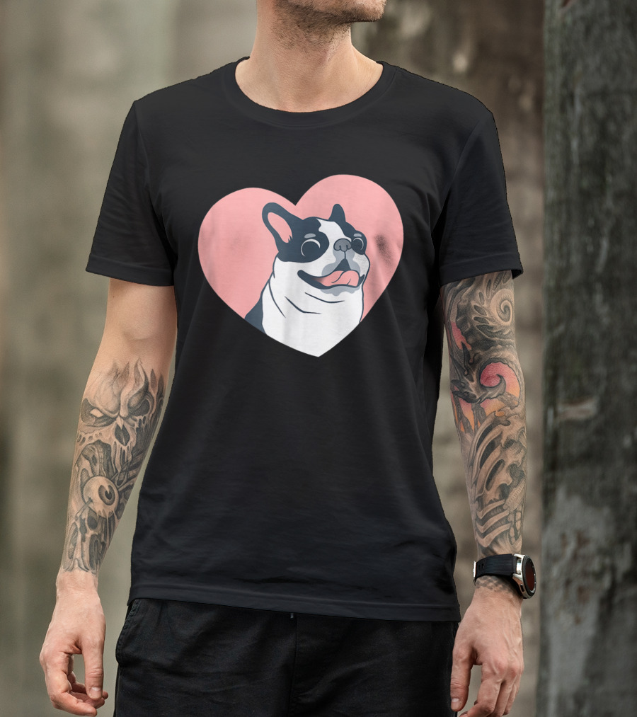 Cute Boston Terrier Dog Heart Love 0K T-Shirt