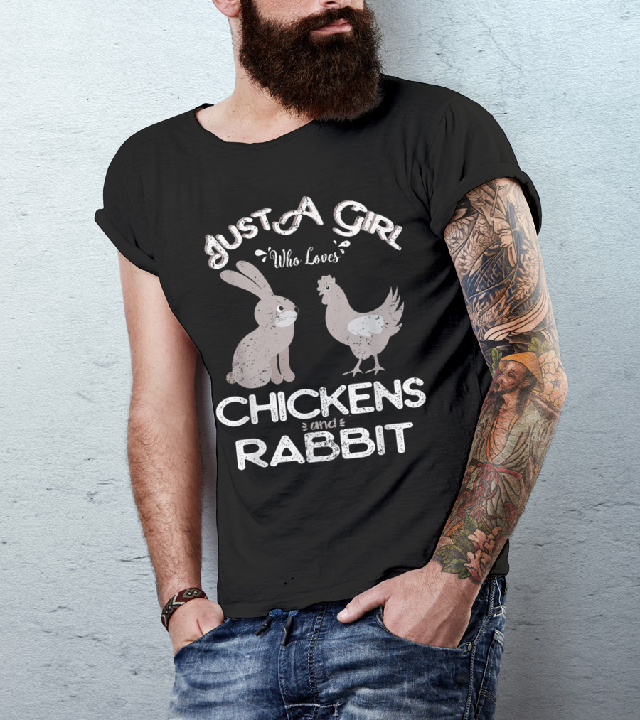 Just A Girl Who Loves Chickens And Rabbit Cute T-Shirt