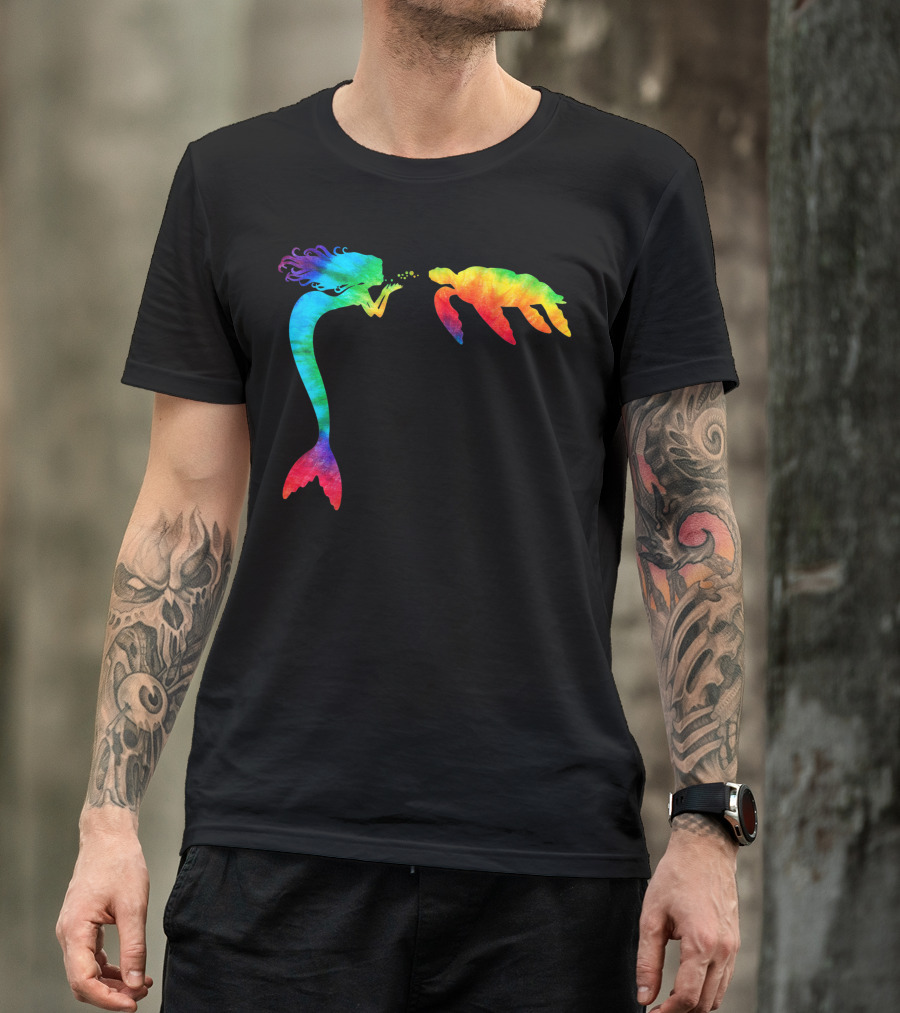 Cute Sea Turtle Mermaid Ocean Tie Dye Rainbow Fantasy T-Shirt