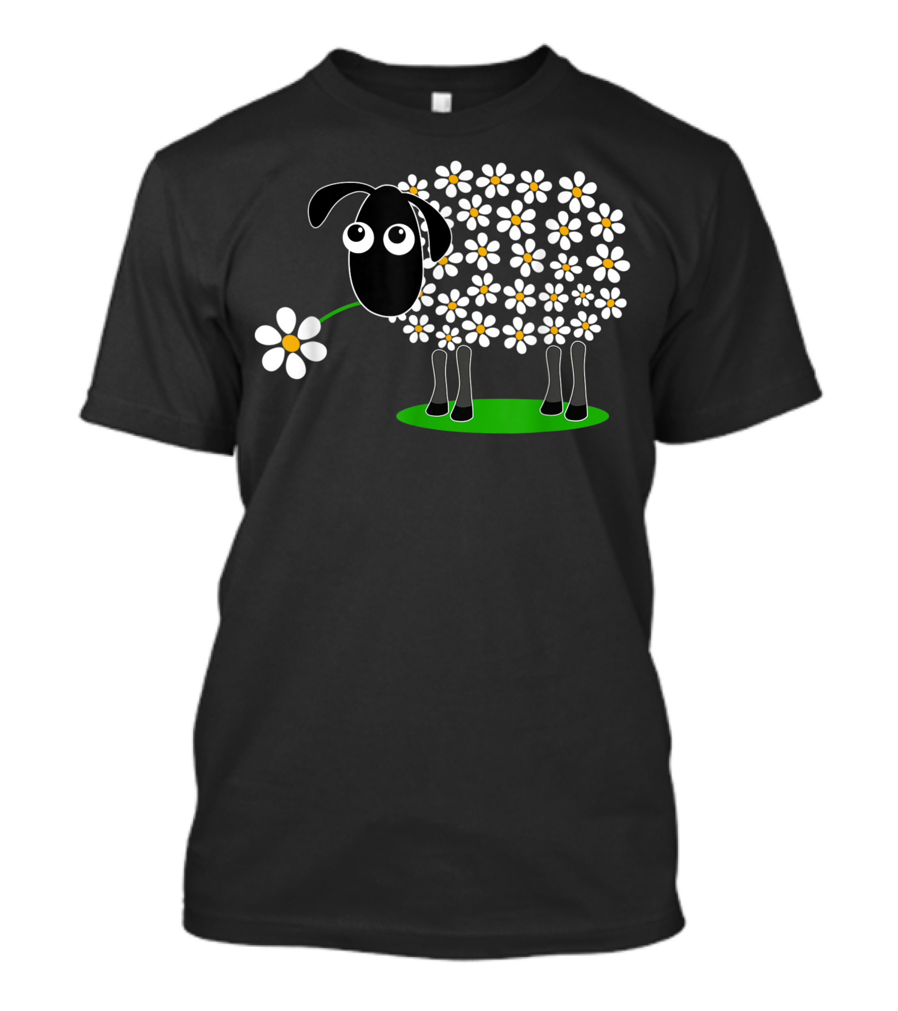 Sheep With Floral Pattern Wool Holding Flower T-Shirt