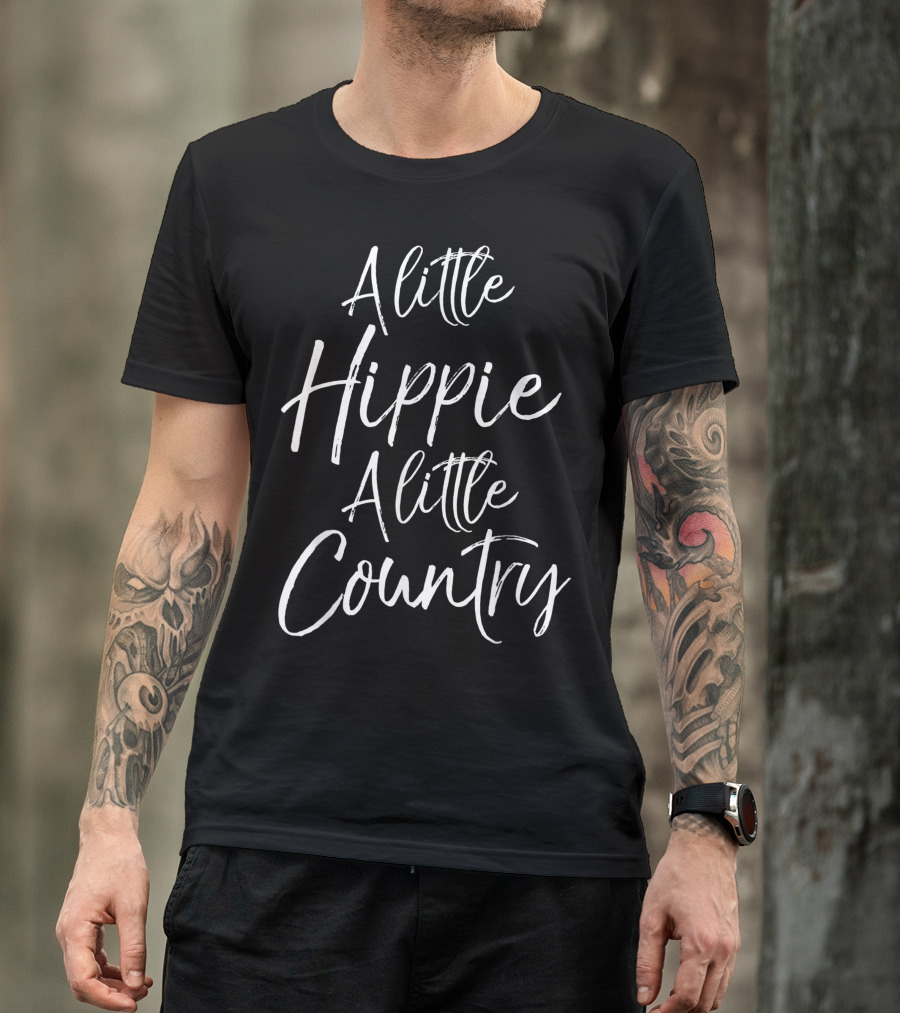 A Little Hippie A Little Country Cute Southern Quote Girls T-Shirt